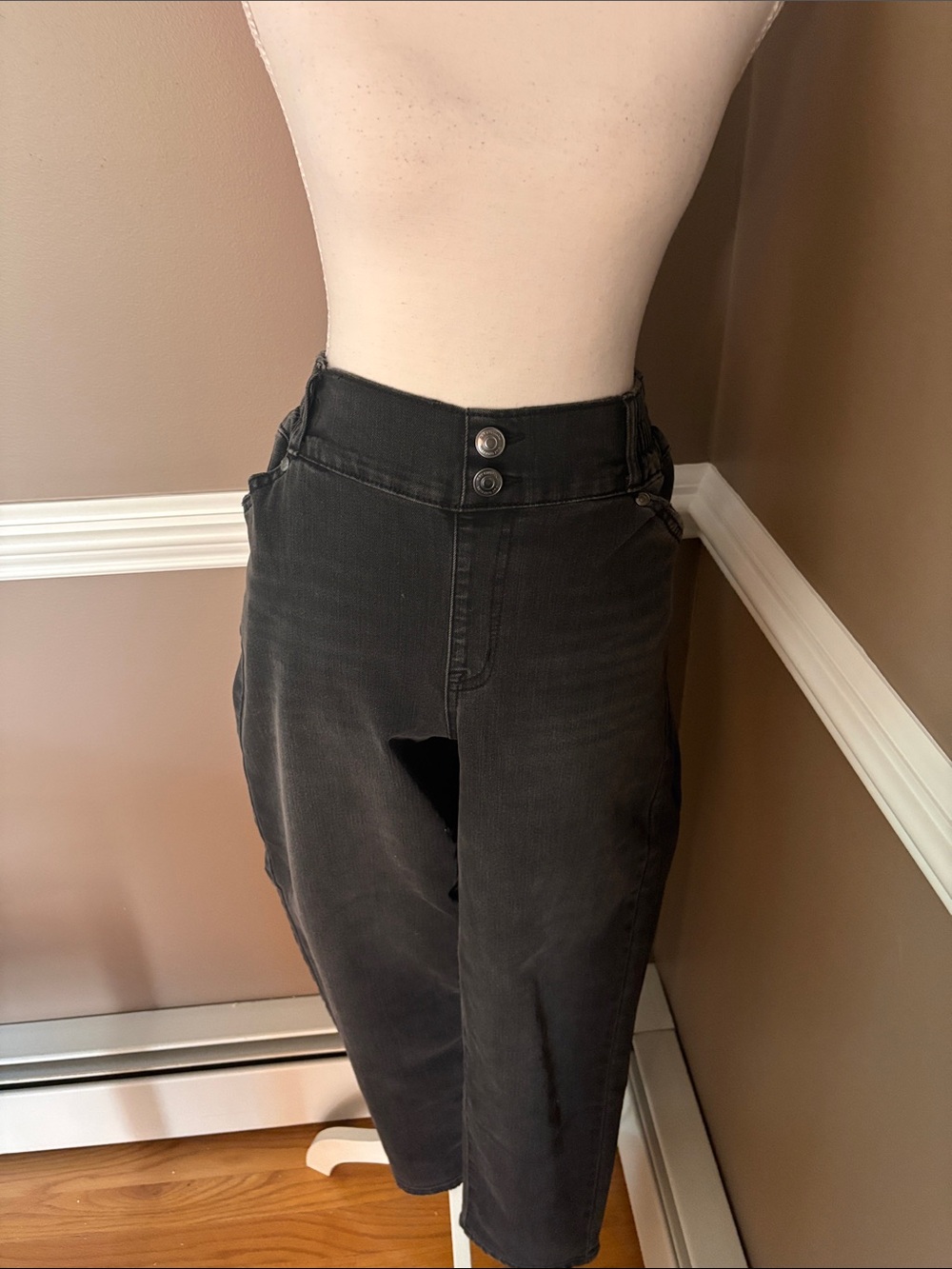 G by Giuliana High-Rise Black Jeans with Double Waist Buttons